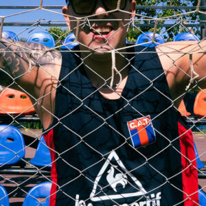 Musculosa Le Coq azul y roja